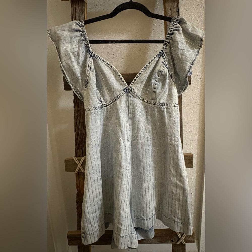 Denim Rhinestone Romper